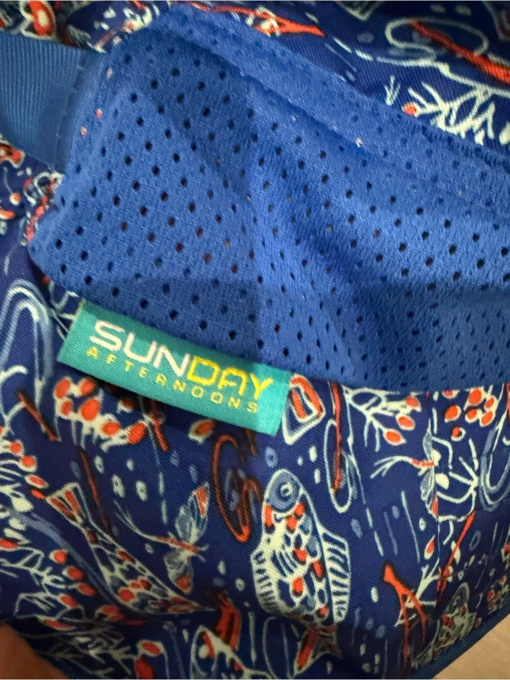 Sunday afternoons Kids Blue Fish Print Sun Hat